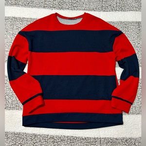 Zara Trafaluc Striped Blue & Red Long Sleeve Oversized Women’s Shirt Size Small